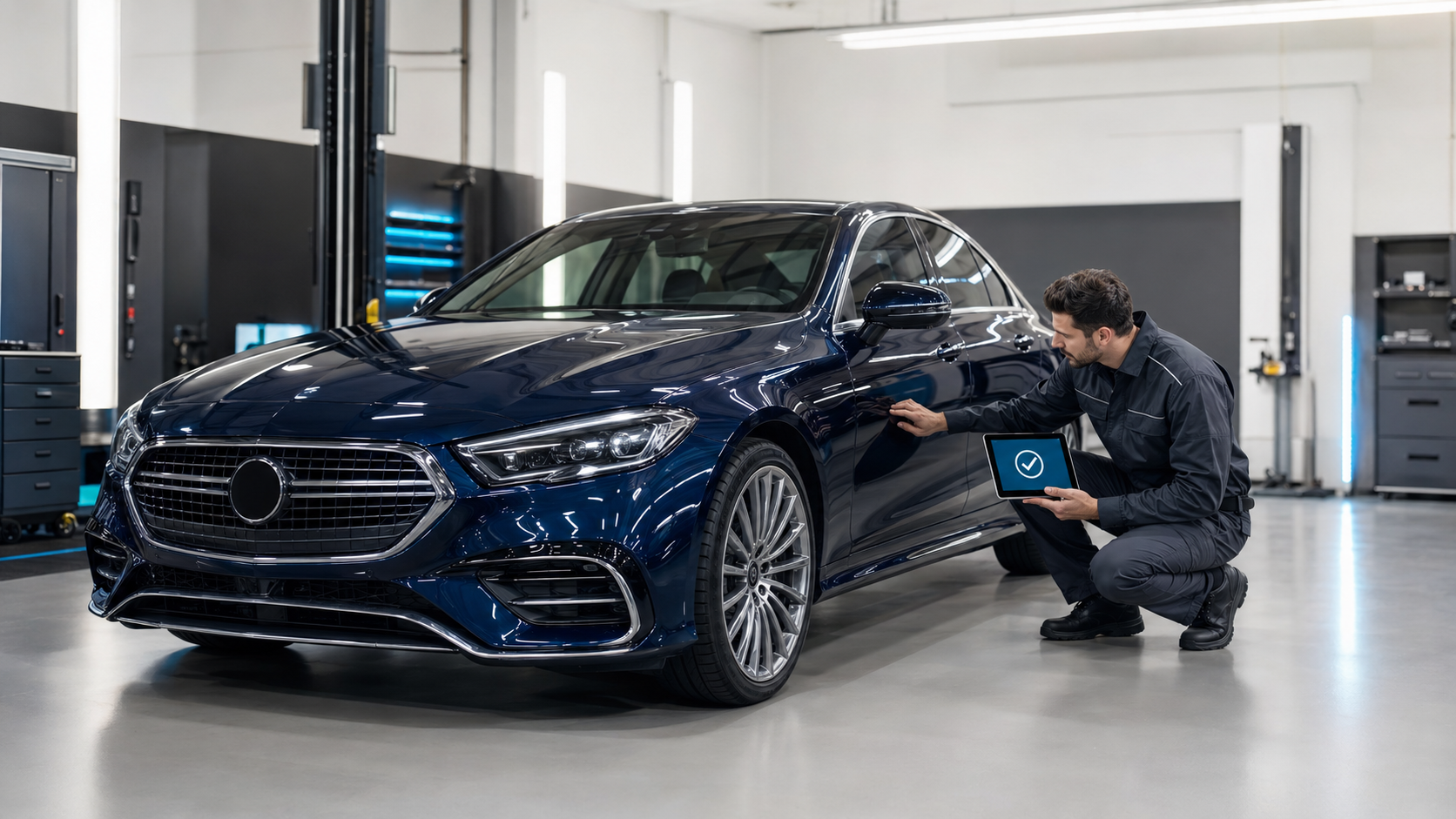 Vehicle undergoing insurance-approved accident repairs